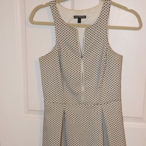 Express white and brown polka dot dress